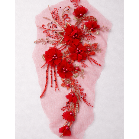 Aplikacja ażurowa czerwona- KWIATY